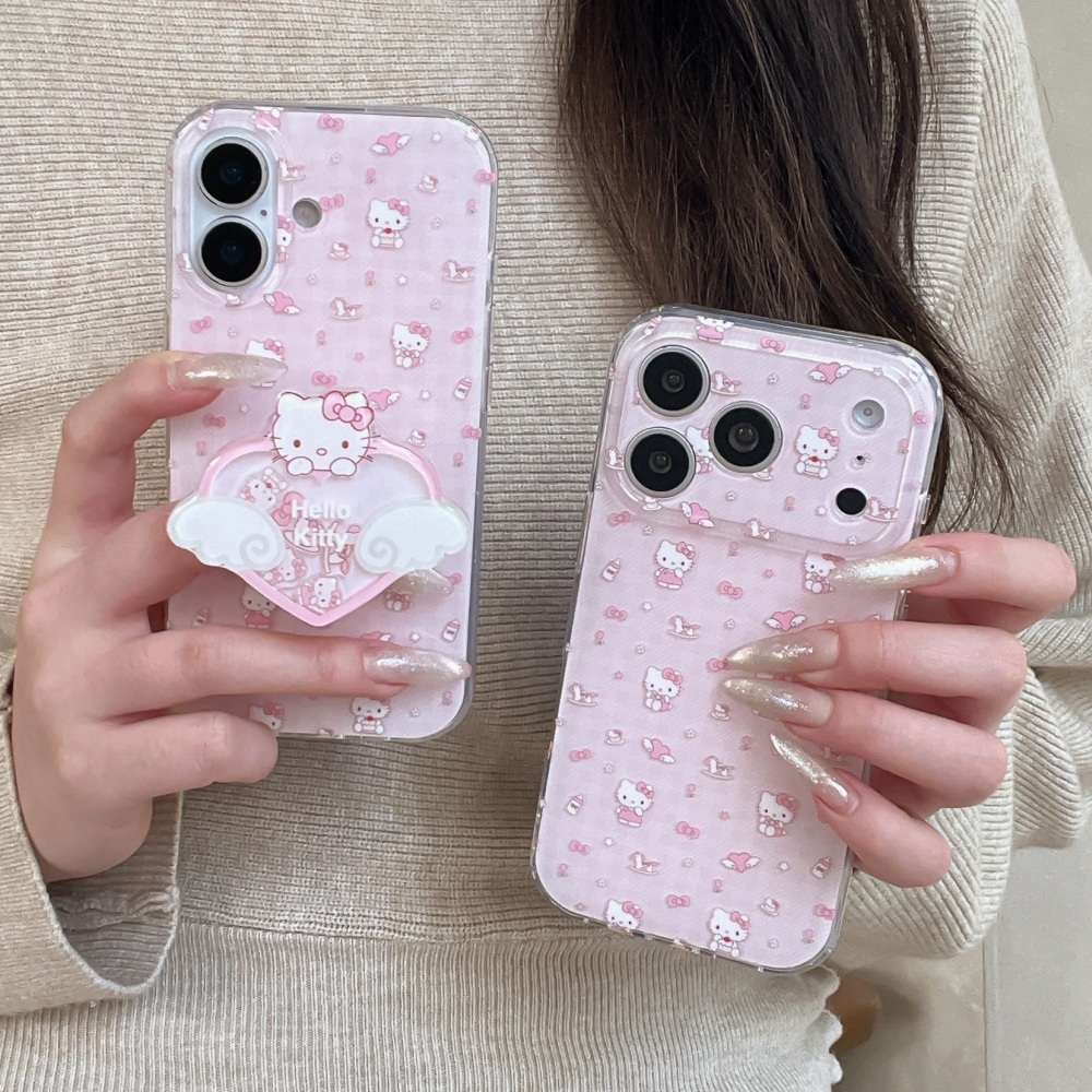 Phone Accessories Holder - Pink KT Cat Wings With Bracket