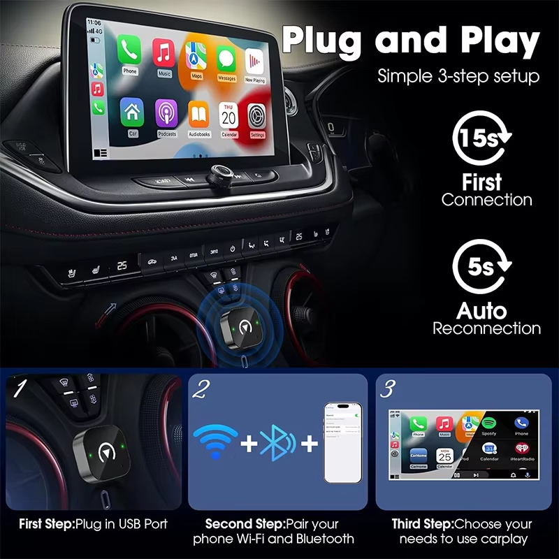 2-in-1 Wireless CarPlay Adapte - Phone Accessories Online ulasan dan harga