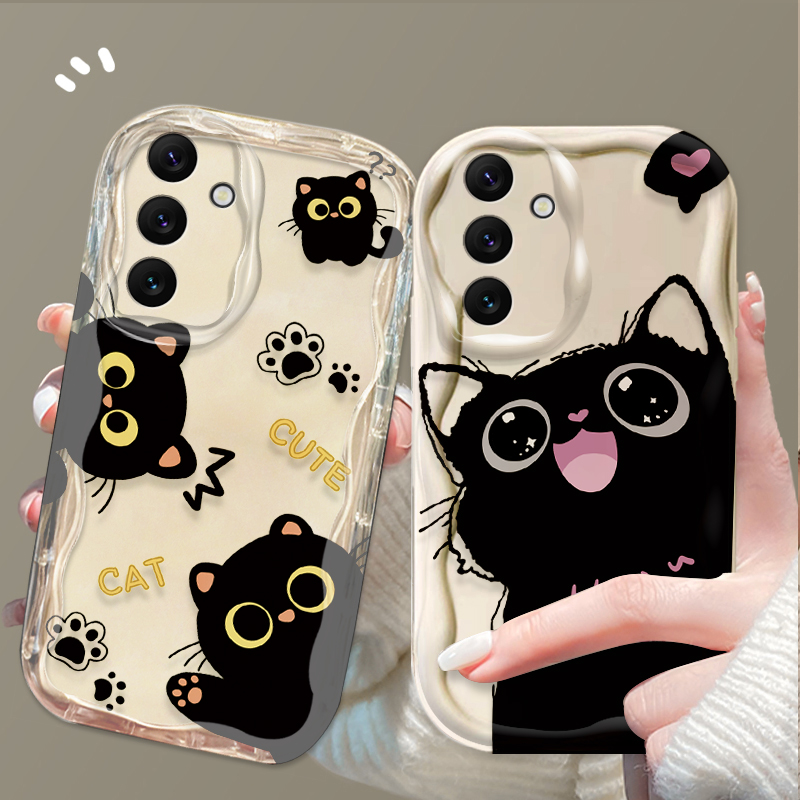 Cute Big Eyes Black Cat Case f - Samsung Galaxy A55 ulasan dan harga