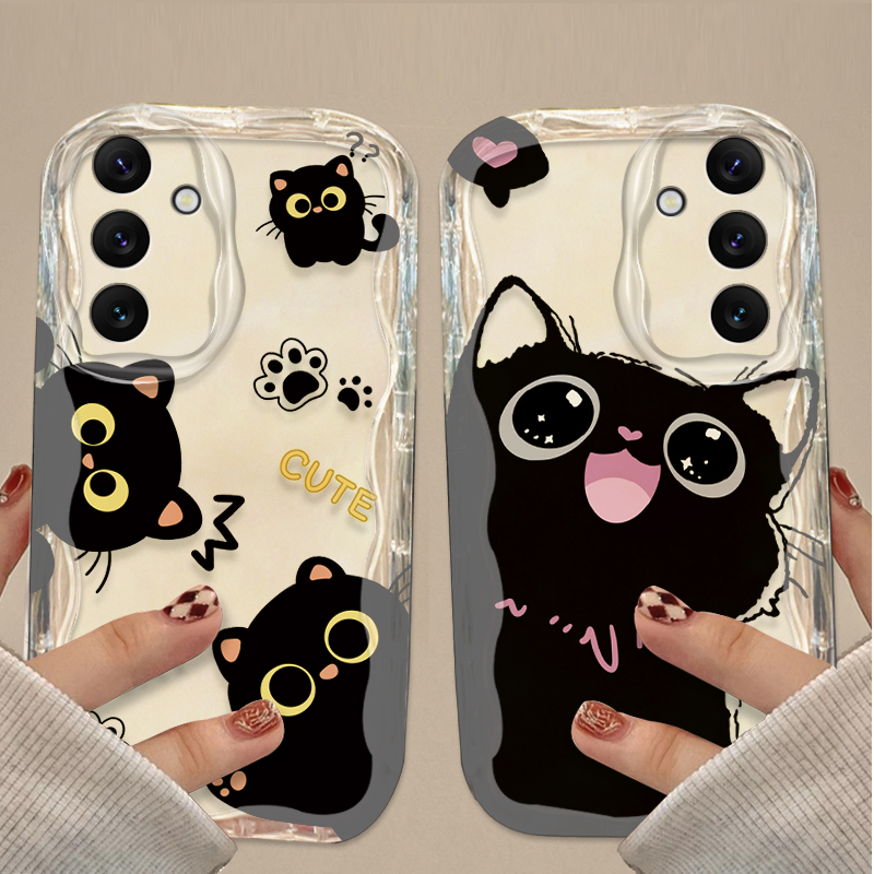 Cute Big Eyes Black Cat Case f - Samsung Galaxy A55 ulasan dan harga