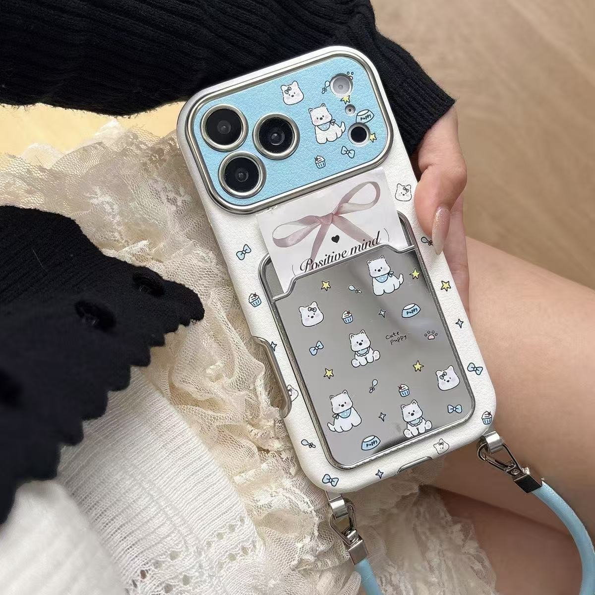 Cute Puppy Mirror Card Holder  - Phone Accessories Holder ulasan dan harga